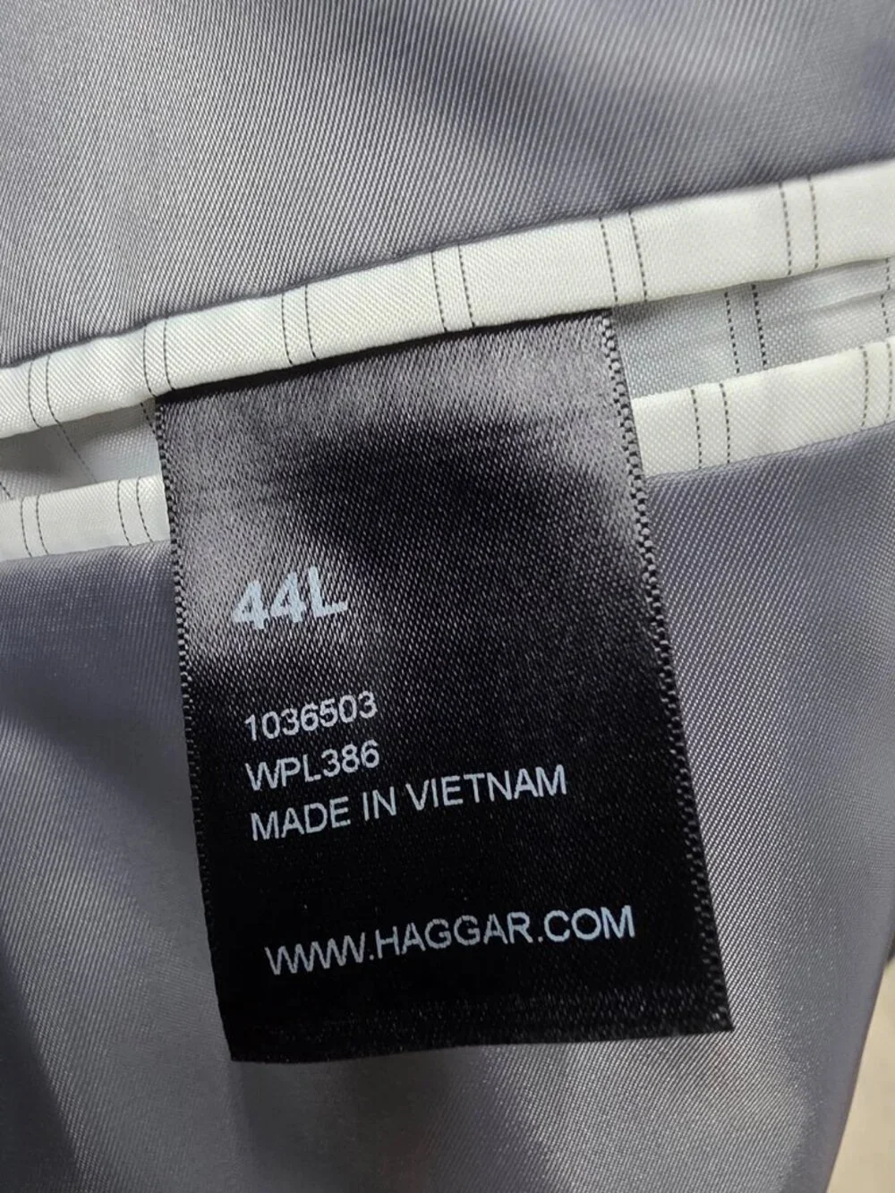Haggar 44L 40x28 Gray Full Suit 2-Button Solid R946